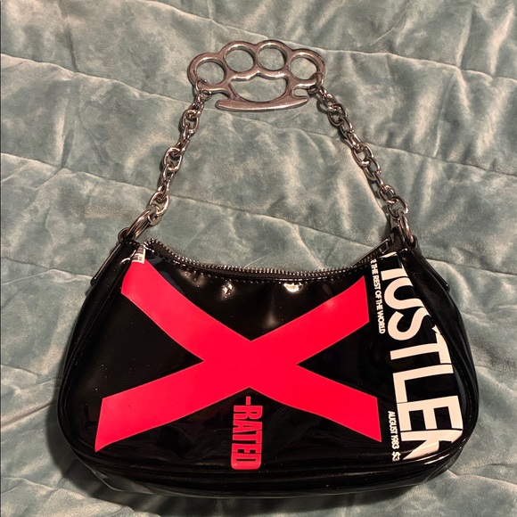 Dolls Kill Handbags - Dolls Kill Black Bag with Red X and Silver Handle